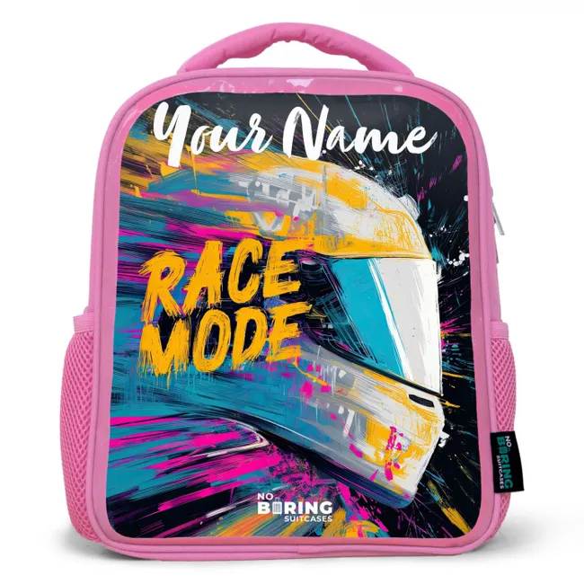 Racehelm - Abstract - Verf - Kleurrijk Kinderrugzak - Roze middel -3d