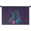 Rendier - Zonnebril - Neon - Kerstboom Wandkleed katoen klein -zz3d