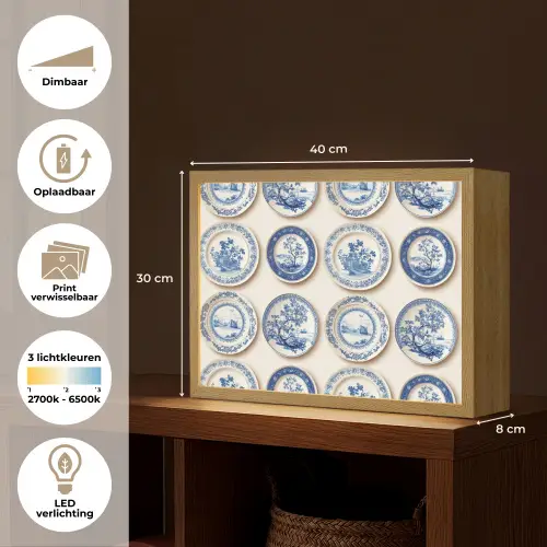 Borden - Bomen - Planten - Blauw Light Box met batterij (Wandlamp) middel 907 -USP_websiteoverzichtNL
