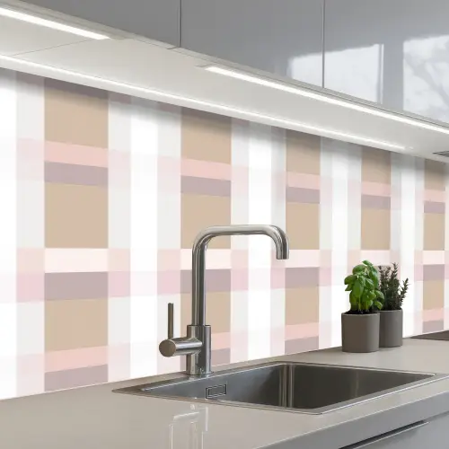 Ruitpatroon - Aardetinten - Minimalistisch keuken achterwand 2 middel 871 -3d_schuin