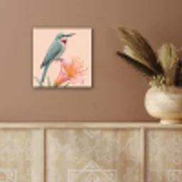 Vogel - Bloem - Natuur - Roze aluminium wit klein -sfeer4