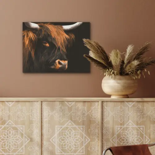 Schotse hooglander - Zwart - Koe - Hoorn - Dieren PET vilt klein -sfeer4