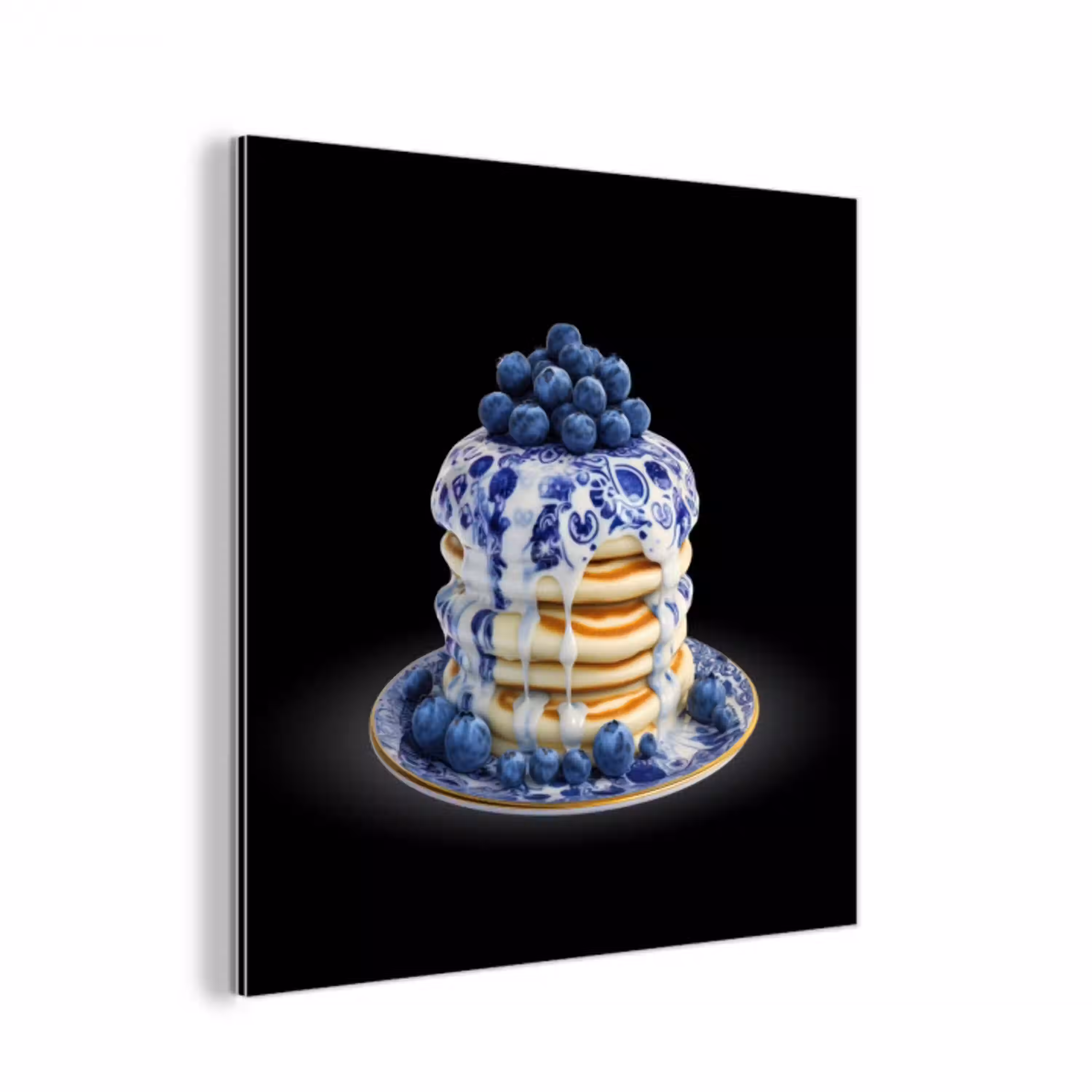Pannenkoeken - Blauwe Bessen - Bord aluminium wit klein -3d