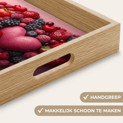 Fruit - Hartjes - Aardbeien - Frambozen - Bosbessen Dienblad Rechthoek middel -USP_HandgreepNL