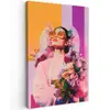 Portret - Vrouw - Abstract - Bloemen canvas 2cm klein -z3d