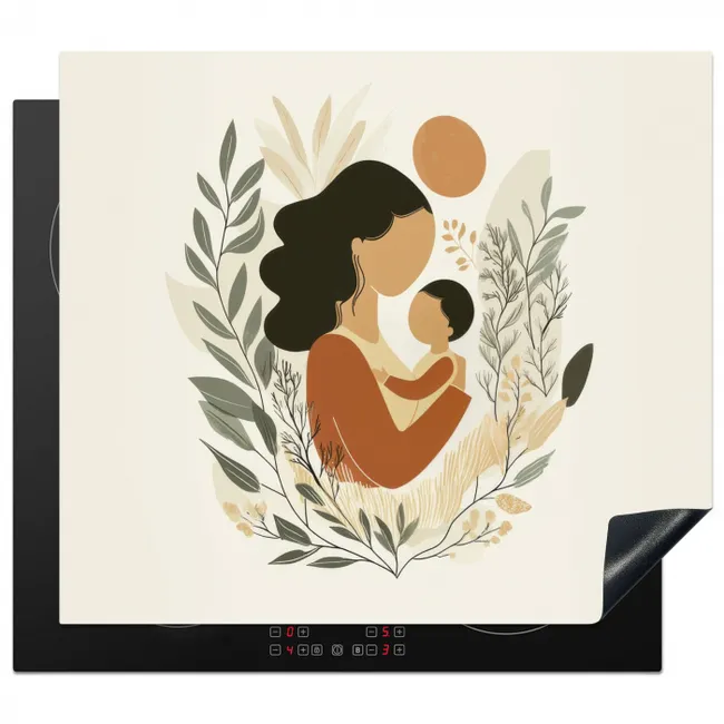 Illustratie - Moeder - Kind - Liefdevol Inductie beschermer vinyl 3mm middel -3d