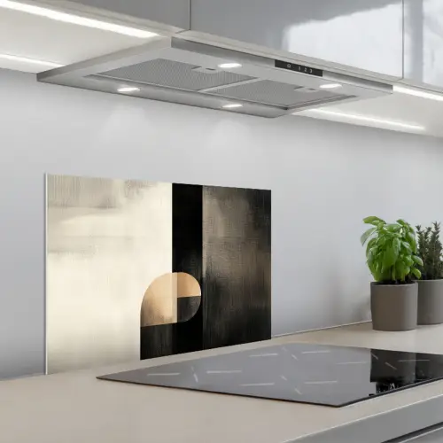Vormen - Modern - Zwart keuken achterwand spatscherm klein -3d_schuin