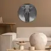 Olifant - Zwart - Wit - Rook Akoestische PET Vilt - Rond klein -sfeer1
