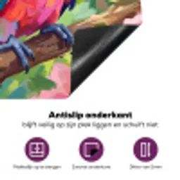 Papagaai - Hibiscusbloemen - Kleurrijk Inductie beschermer vinyl 3mm klein -zzzzzzz-cc-onderkant
