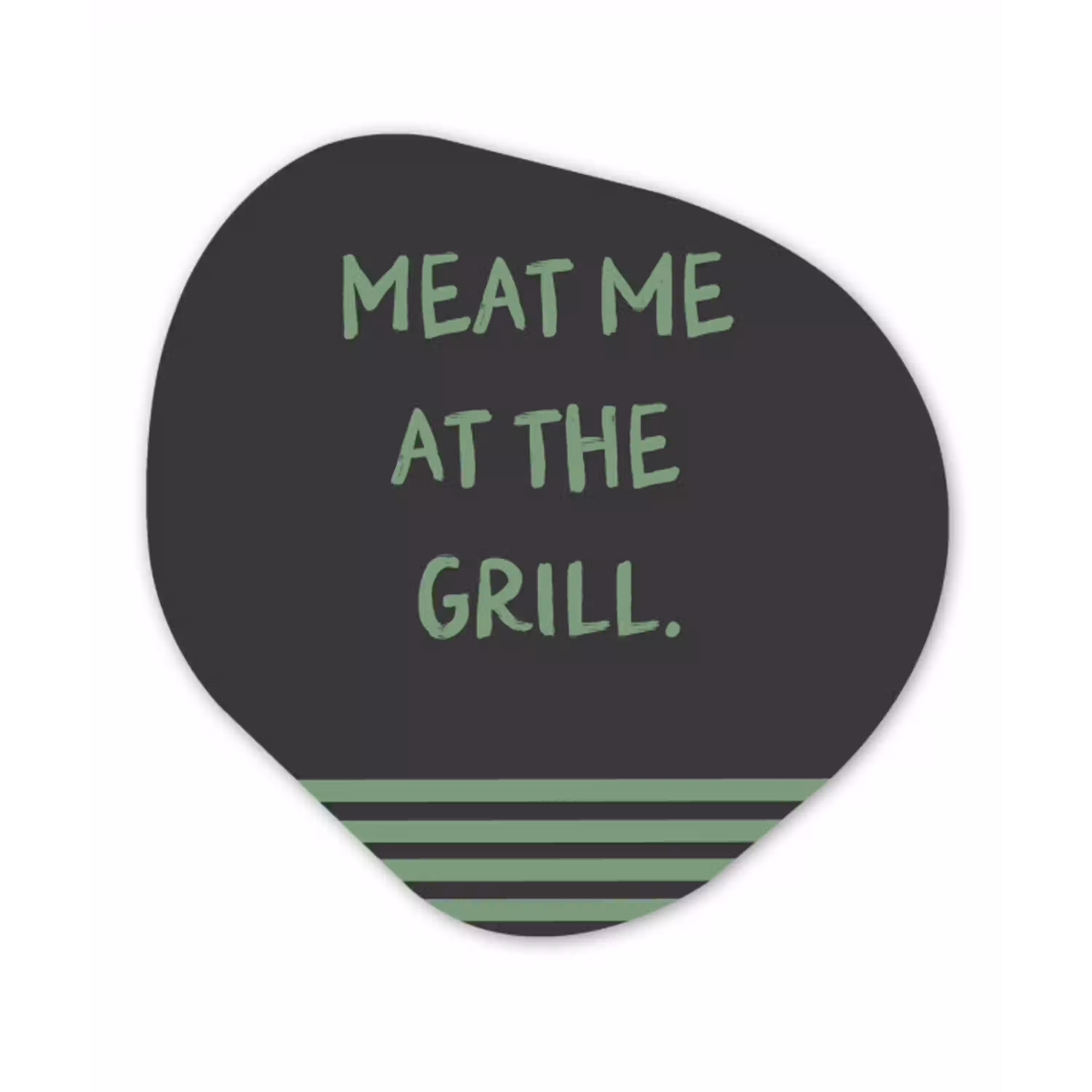 Quote - Groen - Grill - Zomer Wandcirkel Organisch Aluminium middel -3d