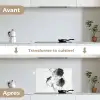 Lotusbloemen - Vissen - Bladeren - Zwart keuken achterwand spatscherm klein -voor_na_FR