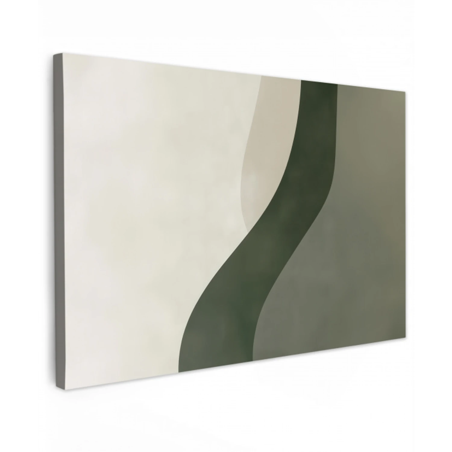 Japandi - Groen - Abstract - Modern Tuinposter op houten frame 2 cm dik klein -3d