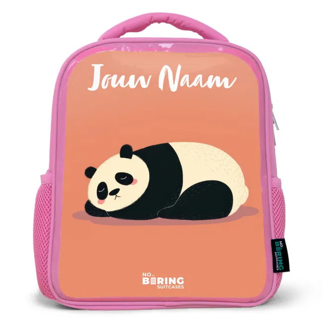 Rugzak kind met naam - Roze Panda - Slapen - Oranje