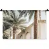 Gebouw - Palmbomen - Beige - Zon Wandkleed katoen klein -zz3d