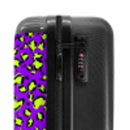 Panterprint in limoengroen op paarse achtergrond NBS - Handbagage koffer - Volwassenen Unisex middel -slot