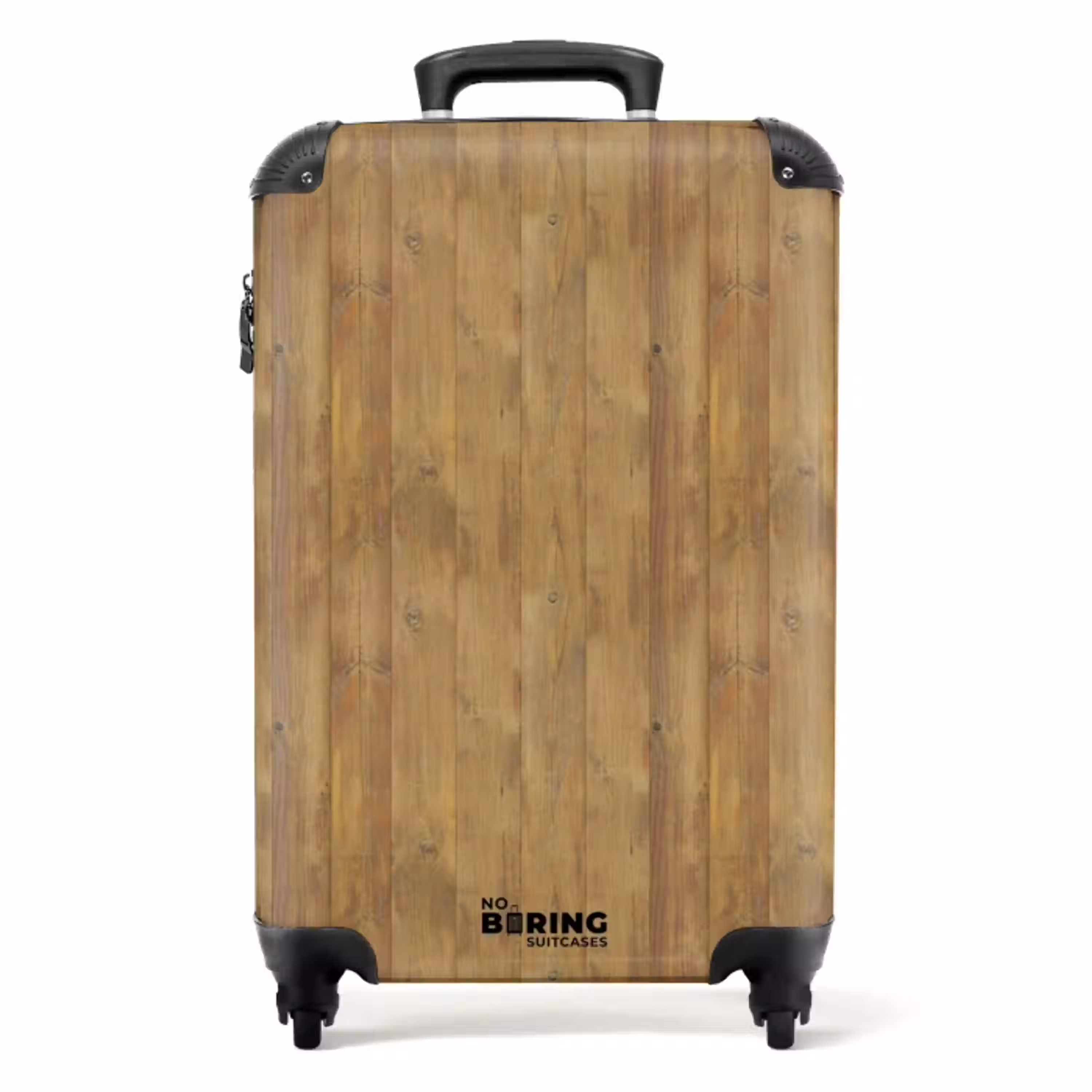Lichtgele houten planken met rode accenten en noesten NBS - Handbagage koffer - Volwassenen Unisex middel -productfoto_recht