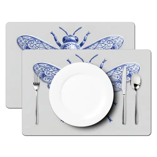 Bij - Modern - Delfts - Blauw Placemat vinyl groot -zzsfeer2_Kitchenyeah-website