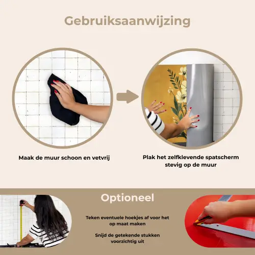 Bladeren - Boeket - Bloemen - Geel keuken achterwand spatscherm klein -gebruiksaanwijzing_NL