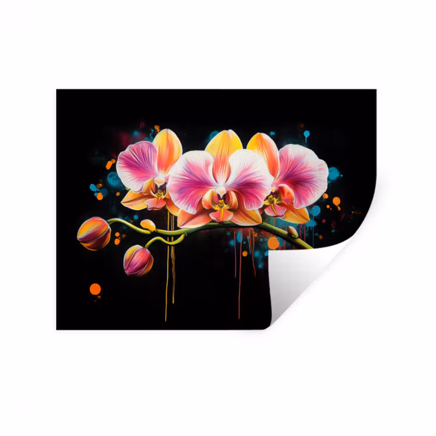 Wandtattoo – Orchidee - Graffiti - Farbenfroh - Blumen - Abstrakt