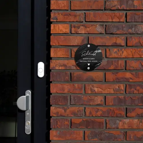 Zwart verftextuur - Sierlijk Naambord Rond klein -sfeer1-rond-XS