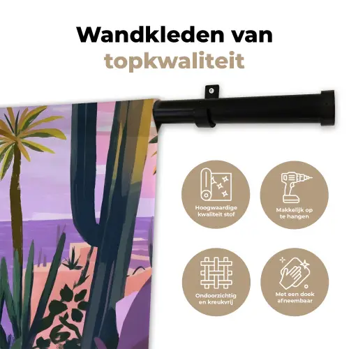 Huizen - Minimalistisch - Palmbomen - Kust Wandkleed katoen klein -sfeer2