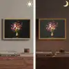Kleurrijk - Boeket - Vaas - Goud Light Box met batterij (Wandlamp) middel -sfeer3
