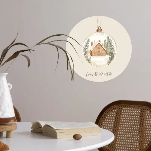 Quote - Winter - Kerst - Beige - Kerstbal Wandcirkel behangsticker klein -sfeer3