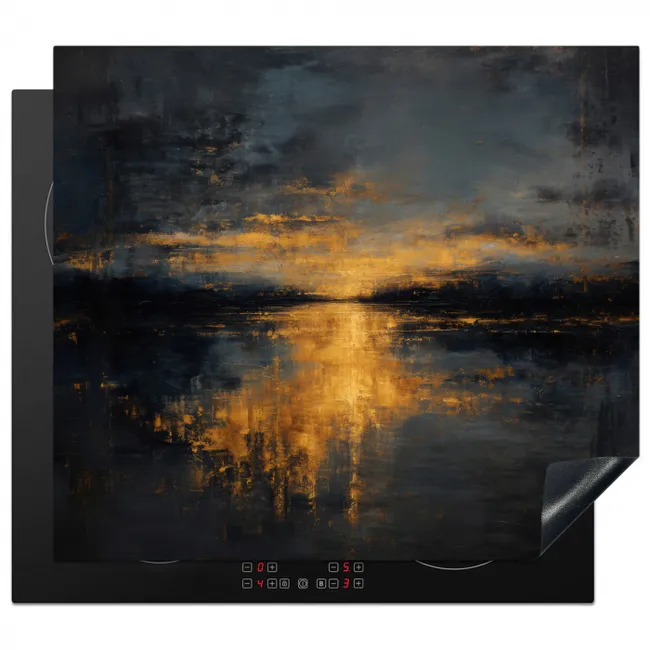 Herdabdeckplatte - Goldene Reflexion auf dem Wasser