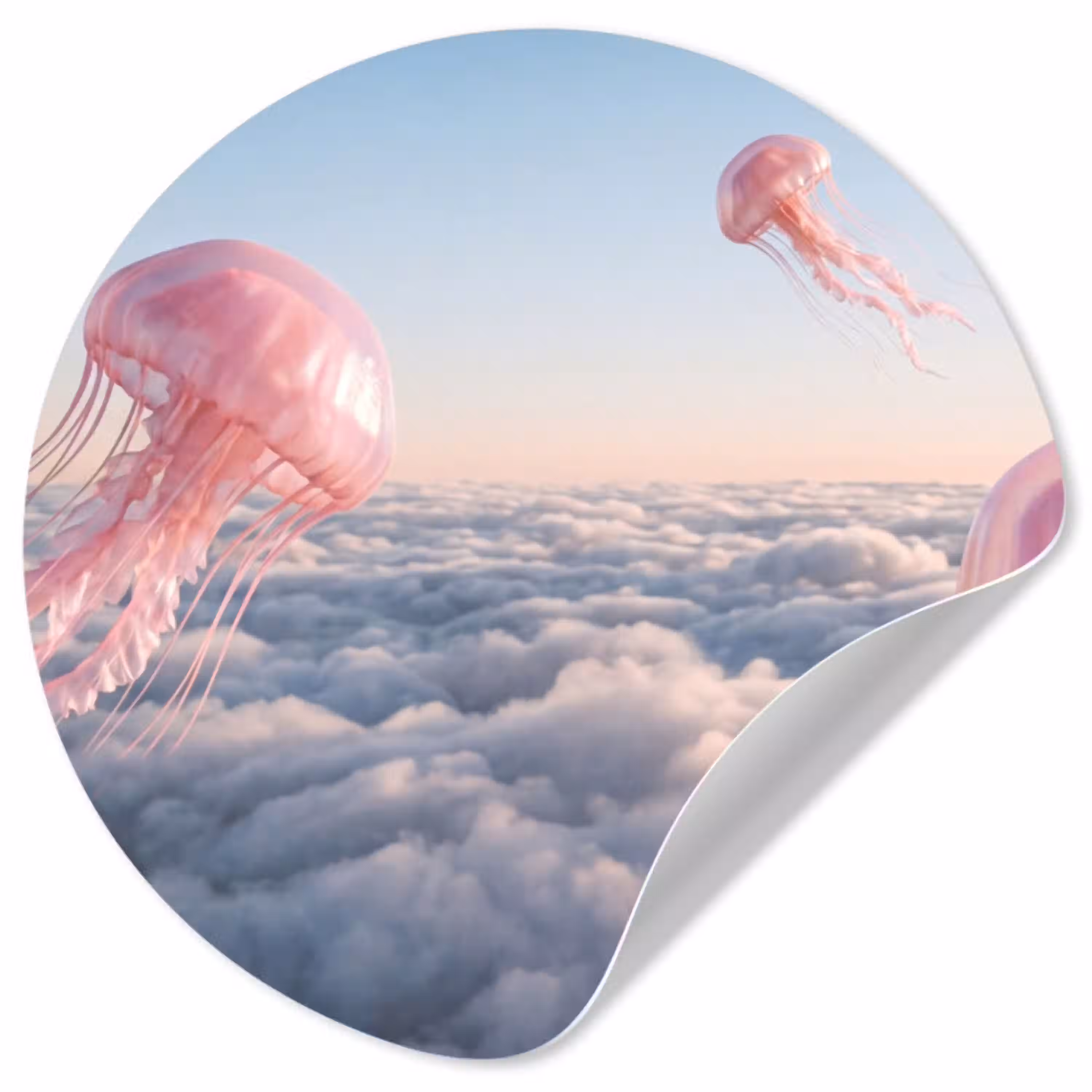 Roze dier - Wolken Wandcirkel behangsticker klein -3d