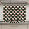 Vlechtpatroon - Groen - Roze - Geometrisch keuken achterwand spatscherm klein 900 -3d_website