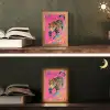 Luipaard - Roze - Oranje - Blauw - Verf Light Box met kabel (Tafellamp) klein -sfeer3