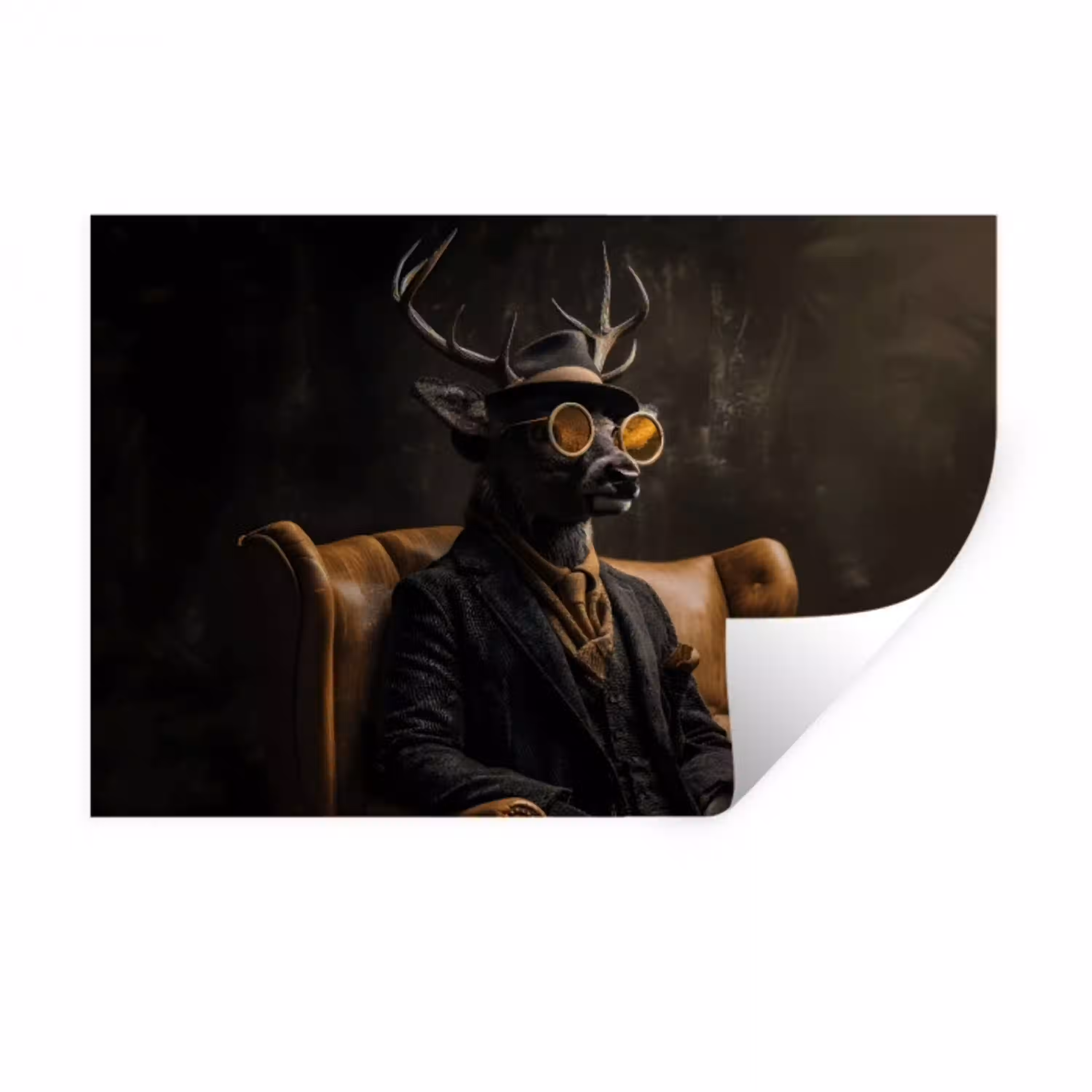 Hert - Zonnebril - Zwart - Pak Muursticker klein -3d