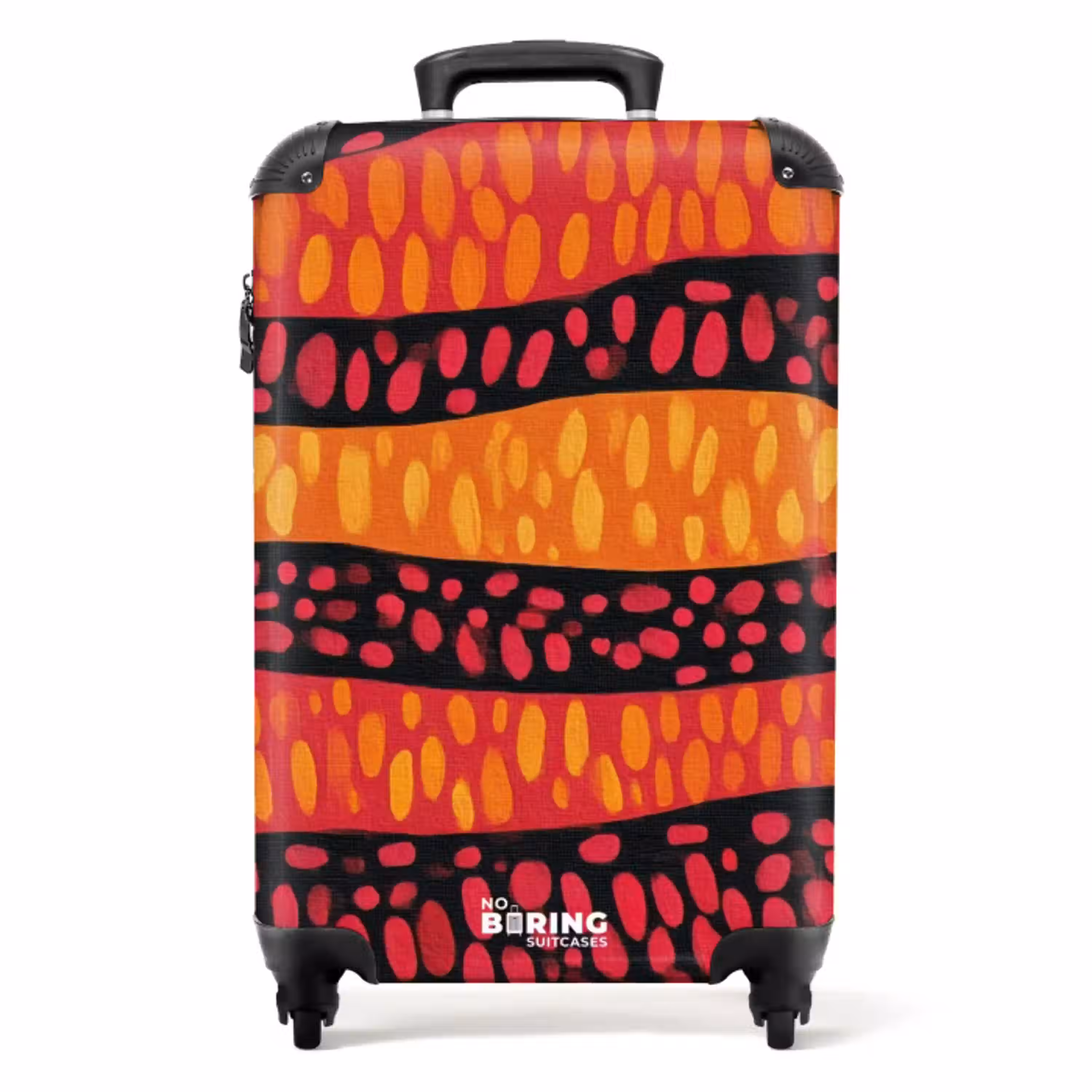 Oranje - Roze - Expressief - Patroon NBS - Handbagage koffer - Volwassenen Unisex middel -productfoto_recht