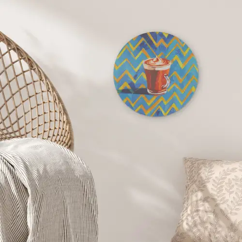 Mok - Koffie - Zigzag - Slagroom Akoestische PET Vilt - Rond klein -sfeer4