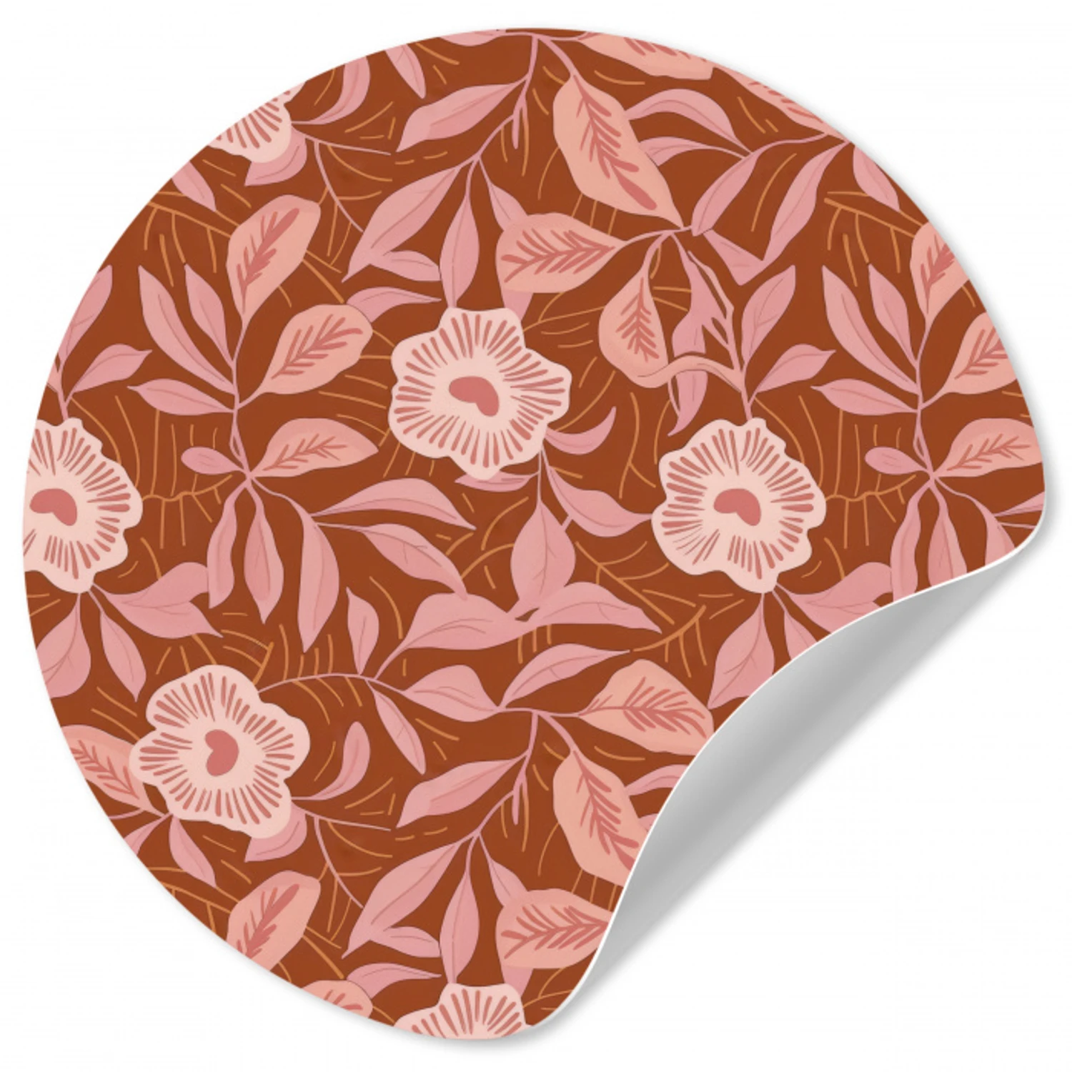 Patroon - Bladeren - Terracotta Wandcirkel behangsticker klein 186 -3d