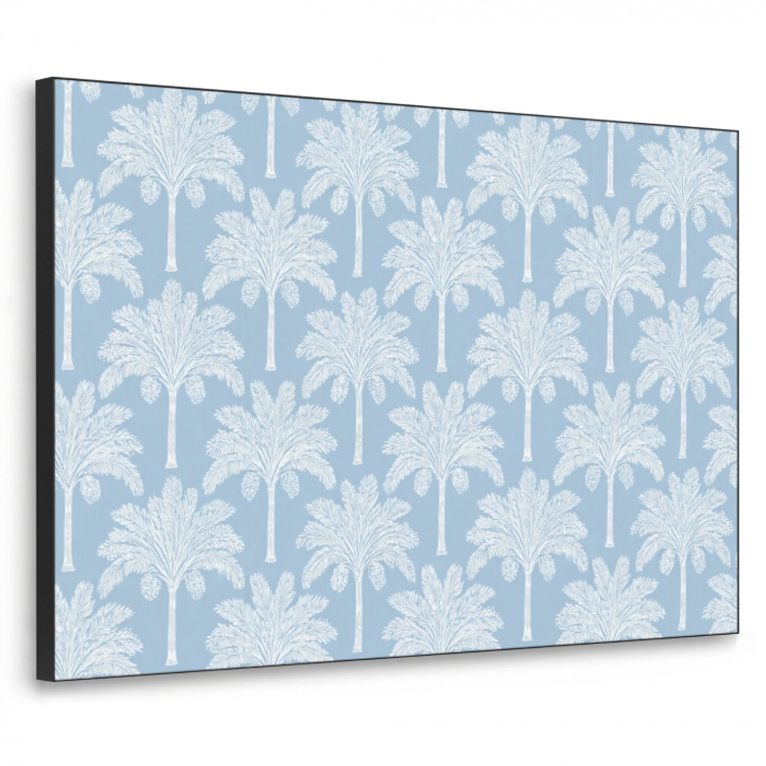 Palmboom - Modern - Blauw Textielframe zwart klein 947 -3d