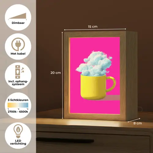 Mok - Wolken - Roze - Minimalitisch Light Box met kabel (Tafellamp) klein -USP_NL
