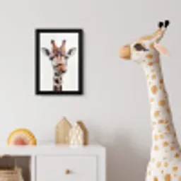 Jongens - Giraffe - Dieren - Kop - Portret - Kind - Meisjes fotolijst zwart zonder passe partout klein -usfeer4_kinderkamer