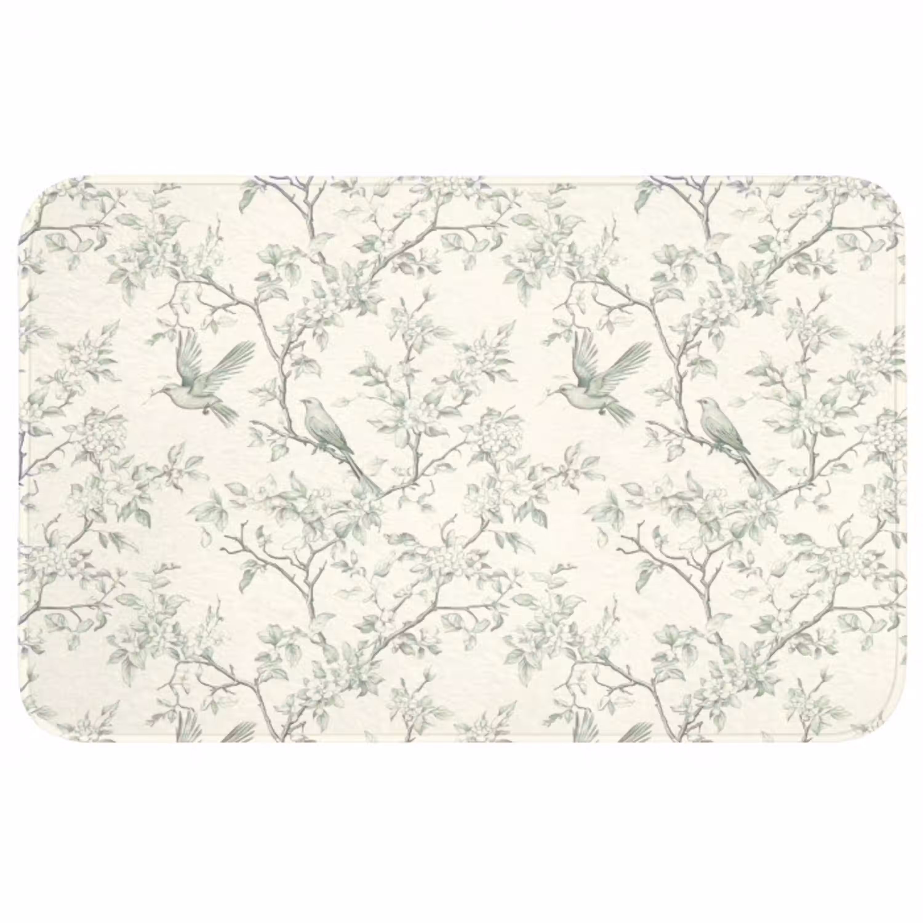 Klassiek - Vogels - Groen Badmat middel 997 -3d