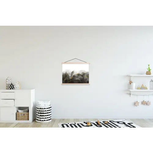 Marmer - Zwart - Goud - Luxe - Marmerlook textielposter latten blank klein -kinderkamer