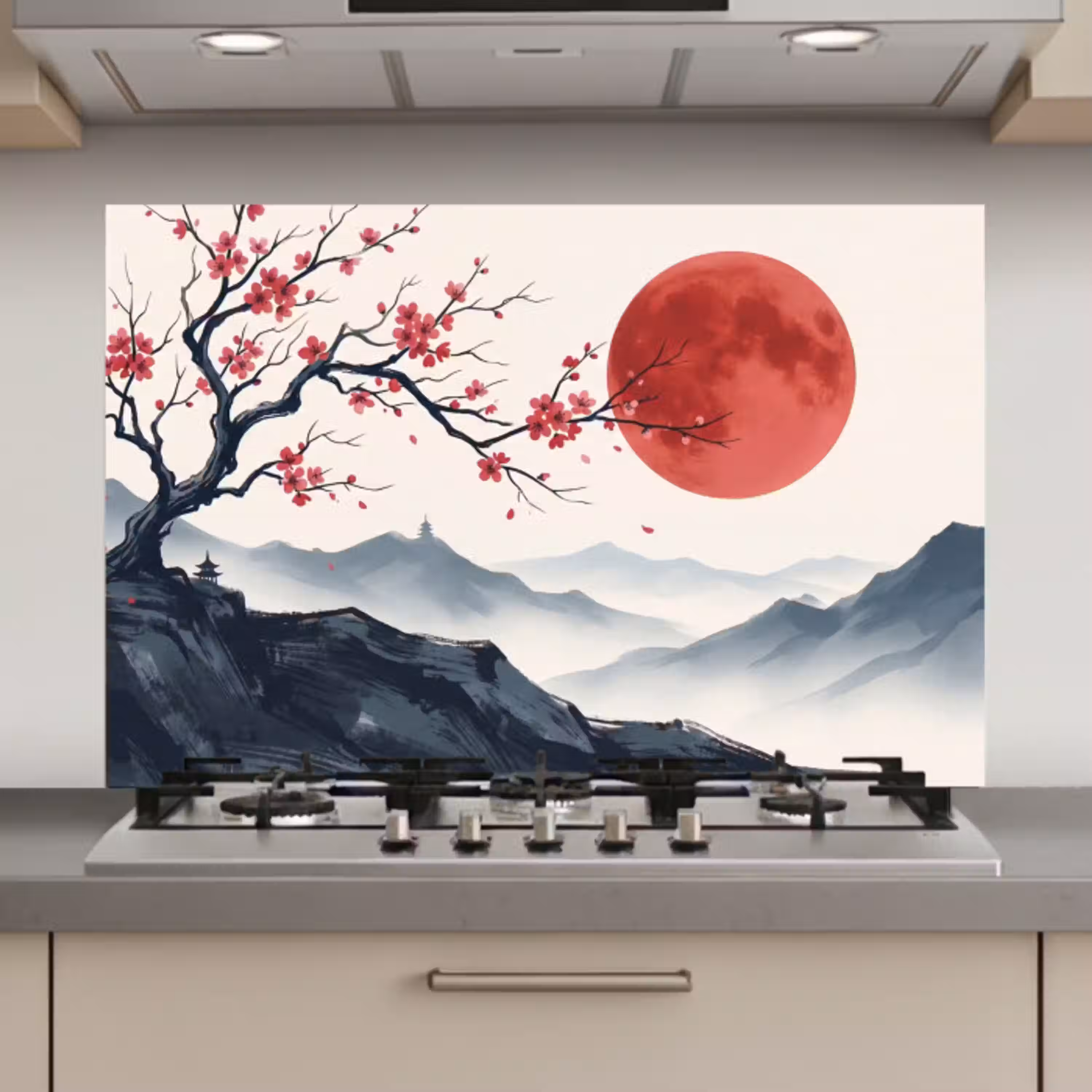 Kersenbloesem - Oosters - Rood keuken achterwand spatscherm klein -3d_website
