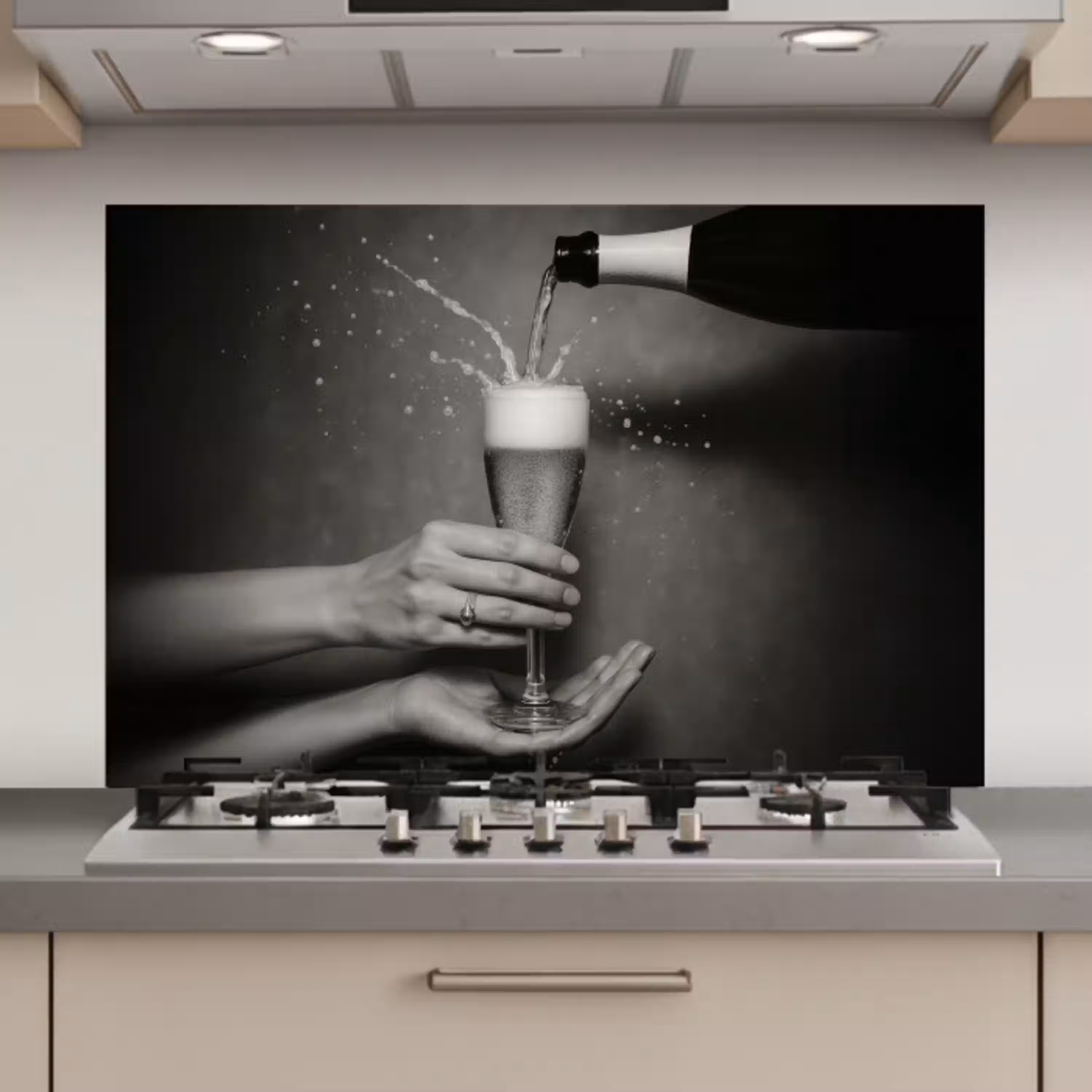 Champagnefles - Glas - Minimalistisch - Spetters keuken achterwand spatscherm klein -3d_website