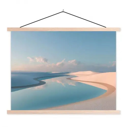 Duinen - Waterplas - Oneindige rust textielposter latten blank klein -3d