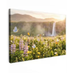Vlinders - Waterval - Bloemenveld canvas 2cm klein -z3d