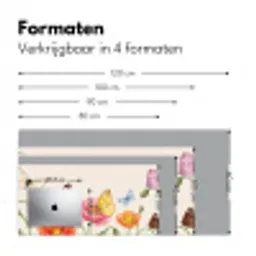 Vlinders - Klaprozen - Illustratie - Kleurrijk Muismat XXL klein -sfeer5