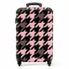 Groot pied-de-poule patroon in roze en zwart NBS - Handbagage koffer - Kinderen Unisex middel -productfoto_recht