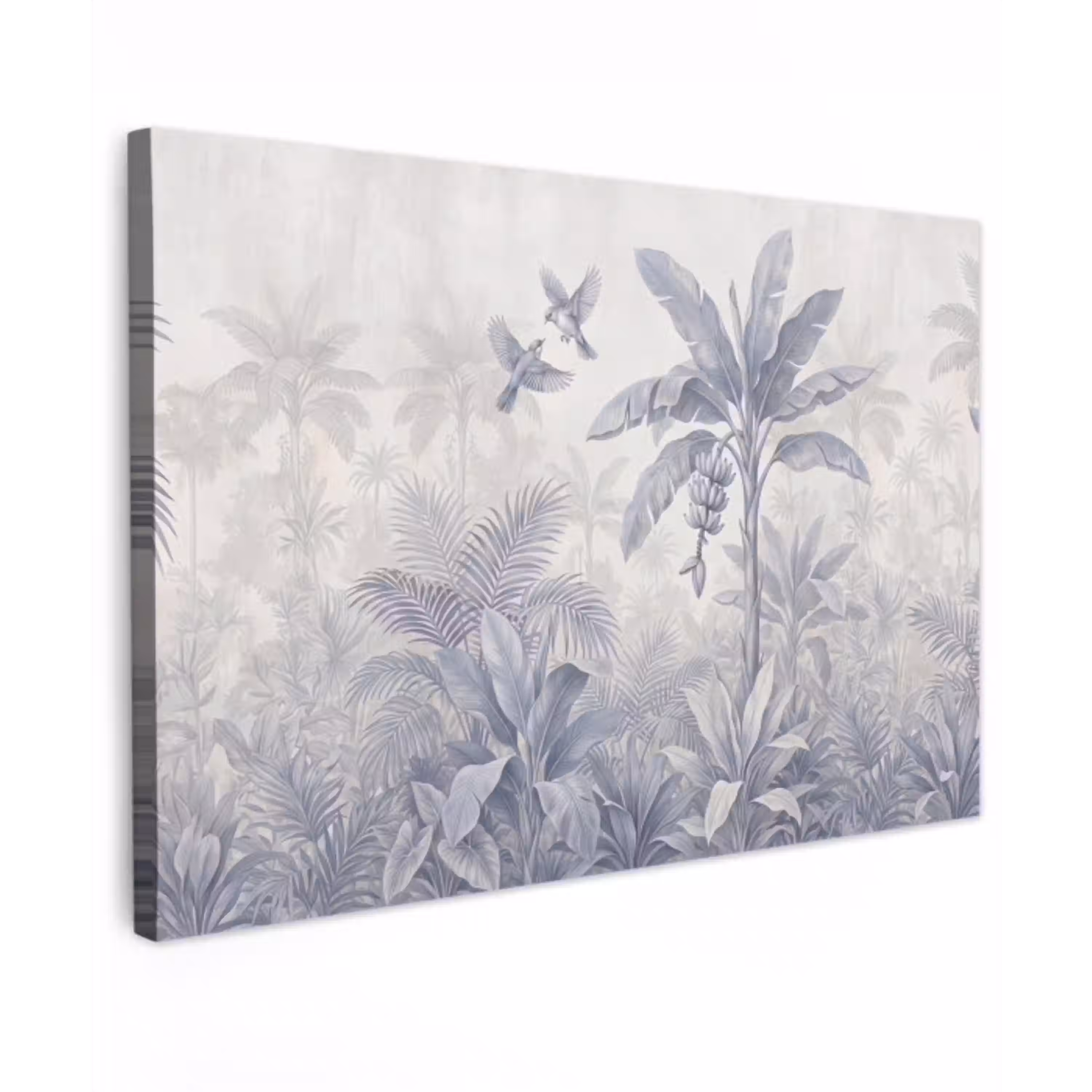 Natuur - Vogel - Jungle - Illustratie - Blauw Tuinposter op houten frame 2 cm dik klein -3d