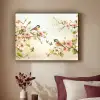 Takken - Bloemen - Vogeltjes - Roze Textielframe zwart klein -sfeer1