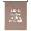 Cocktail - Tekst - Patroon - Wit Wandkleed katoen klein -zz3d