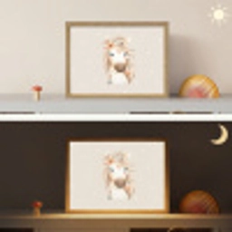 Paard - Bohemian - Pastel - Stippen Light Box met batterij (Wandlamp kind) middel -sfeer3_kind